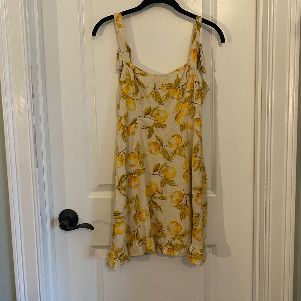 Urban Outfitters Cream Lemon Print Sundress
